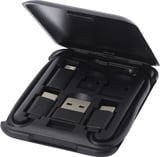 Hovedminiatyrbilde av Solid svart Savvy Resirkulert Plast Modulær Ladekabel med Telefonholder