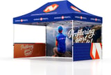 Hovedminiatyrbilde av Trykk på begge sider av veggene Telt Popup 4,5 x 3 meter inkl tak, bakvegg og to halvvegger