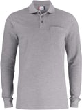 Hovedminiatyrbilde av Grey Melange Clique Basic Langermet Poloskjorte med Lomme
