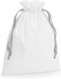 Hovedminiatyrbilde av Soft White/Light Grey Westford Mill 140 g/m2 Bomull Gaveposer med Snøring