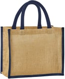 Hovedminiatyrbilde av Natural/Navy Westford Mill Natural Starched Midi Tote Jute 14L Handlenett