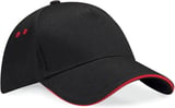 Hovedminiatyrbilde av Black/Classic Red Beechfield Ultimate 5 Panel Cap- Sandwich