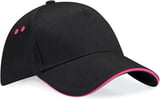 Hovedminiatyrbilde av Black/Fuchsia Beechfield Ultimate 5 Panel Cap- Sandwich