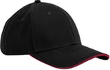 Hovedminiatyrbilde av Black/Classic Red Beechfield Earthaware® classic organic cotton 6 panel cap sandwich peak