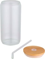 Miniatyrbilde 2 av Transparent Mirage enkeltvegget borosilikat glasskrukke med bambuslokk, 500 ml