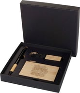 Miniatyrbilde 5 av Naturhvit/Solid svart Minka gavesett med kulepenn, nøkkelring og RFID kortholder av RCS resirkulert aluminium