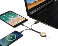 Miniatyrbilde 4 av Solid svart Tecta Resirkulert Plast og Bambus 6-i-1 Nøkkelring og  Ladekabel