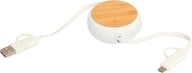 Miniatyrbilde 3 av Hvit Chechia 5-i-1 Resirkulert Plast og Bambus Uttrekkbar Ladekabel med 45W hurtiglading
