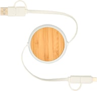 Miniatyrbilde 2 av Hvit Chechia 5-i-1 Resirkulert Plast og Bambus Uttrekkbar Ladekabel med 45W hurtiglading