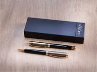 Miniatyrbilde 7 av Gull Luxe Legato Blått Blekk Kulepenn og Fyllepenn Pennesett