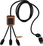 Miniatyrbilde 1 av Blå/Tre SCX.design C38 5-i-1 RPET Lysende Logo Ladekabel