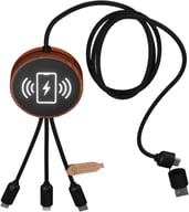 Miniatyrbilde 3 av Tre SCX.design C40 5-i-1 RPET Lysende Logo Ladekabel med 10W Ladeplate