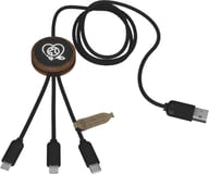 Miniatyrbilde 2 av Tre SCX.design C36 3-i-1 RPET og Bambus Lysende Logo Ladekabel