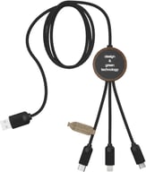 Miniatyrbilde 1 av Tre SCX.design C36 3-i-1 RPET og Bambus Lysende Logo Ladekabel