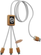 Miniatyrbilde 2 av Hvit SCX.design C39 3-i-1 RPET og Bambus Lysende Logo Ladekabel
