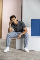 Miniatyrbilde 5 av Hvit Elevate Graphite økologisk polo herre