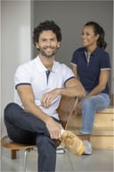 Miniatyrbilde 6 av Hvit Elevate Morgan kortermet polo med kontrastfarge herre