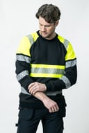 Miniatyrbilde 2 av Black/HV Yellow Jobman Hi-Vis Collegegenser med Refleks