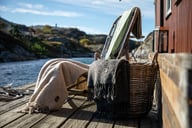 Miniatyrbilde 2 av Beige Kosta Linnewäfveri Sjövallen Pledd