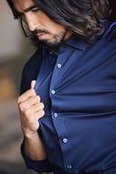 Miniatyrbilde 5 av Black J. Harvest & Frost Indigo Bow 132 Slim Fit Skjorte