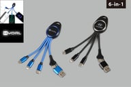 Miniatyrbilde 2 av 25-47-dra-4360 Edinburgh 6-i-1 Ladekabel med Opplyst Logo
