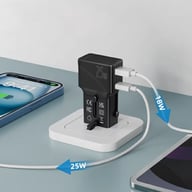Miniatyrbilde 1 av 25-47-dra-4385 Jaro 25W PD Lomme Reiseadapter med USB-A og USB-C