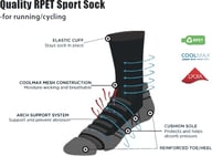 Miniatyrbilde 2 av 25-47-drc-8243 Liam RPET Coolmax Løpesokker