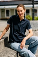 Miniatyrbilde 1 av Gråmelert/Hvit You Napoli Poloskjorte Dame