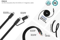 Miniatyrbilde 3 av Blå XD Xclusive Arc RCS resirkulert ultratynn 60W 2-i-1 magnetisk kabel