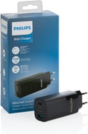 Miniatyrbilde 4 av Svart Philips 65W PD 3-port USB Veggadapter