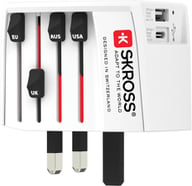 Miniatyrbilde 1 av Hvit Skross World MUV 2-polet med USB C og A Reiseadapter