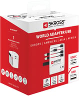Miniatyrbilde 3 av Hvit Skross World MUV 2-polet med USB C og A Reiseadapter