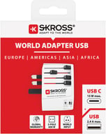 Miniatyrbilde 4 av Hvit Skross World MUV 2-polet med USB C og A Reiseadapter