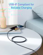 Miniatyrbilde 4 av Grå Anker Flettet Nylon USB-C til USB-C 60W Ladekabel