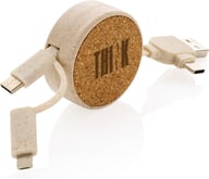 Miniatyrbilde 5 av Khaki XD Collection Kork og Hvetehalm 6-i-1 Uttrekkbar  Ladekabel