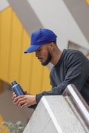 Miniatyrbilde 10 av Blå XD Collection Impact 280 g/m2 Resirkulert Bomull 5-panels Caps