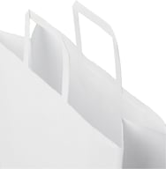 Miniatyrbilde 3 av Hvit Papirpose Stor (32 x 12 x 40 cm) 80-90 g/m2 Kraftpapir med Flate Håndtak