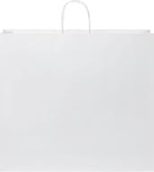 Miniatyrbilde 2 av Hvit Papirpose XXL (49,5 x 14 x 44 cm) 90-100 g/m2 Kraftpapir med Vridde Håndtak