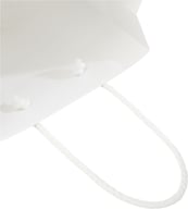 Miniatyrbilde 7 av Hvit Papirpose Medium (18 x 9 x 23 cm) Håndlaget 170 g/m2 Laminert Papir med Plasthåndtak