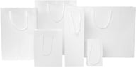 Miniatyrbilde 3 av Hvit Papirpose XL (31 x 12 x 41 cm) Håndlaget 170 g/m2 Laminert Papir med Plasthåndtak