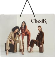 Miniatyrbilde 2 av Hvit Papirpose XXL (45 x 10 x 35 cm) Håndlaget 170 g/m2 Laminert Papir med Plasthåndtak