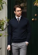 Miniatyrbilde 1 av Black Nimbus Brighton Bomull og Nylon 1/4-Zip Strikkegenser