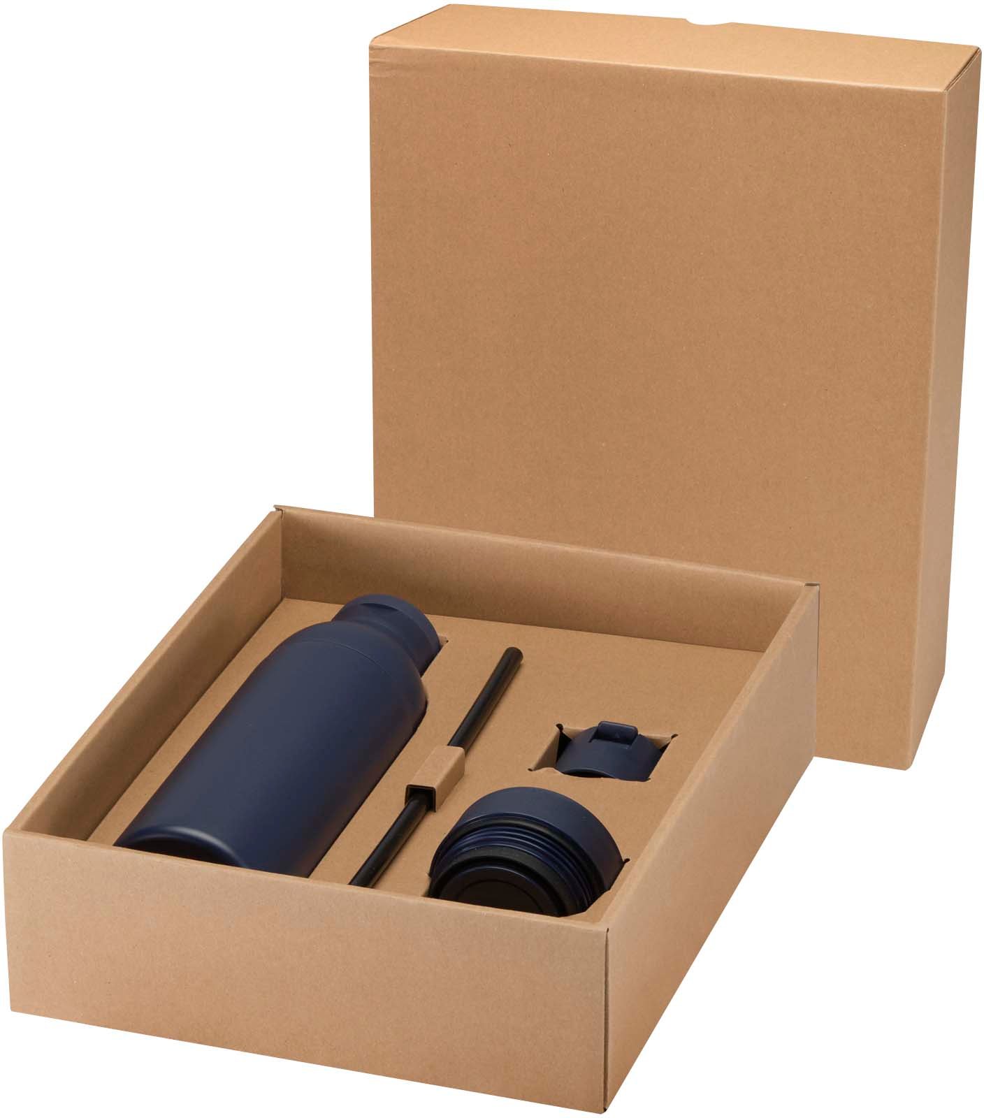 Hovedproduktbilde for Marineblå Illuminate 650 ml RCS Resirkulert Rustfritt Stål Vannflaske i Gavesett