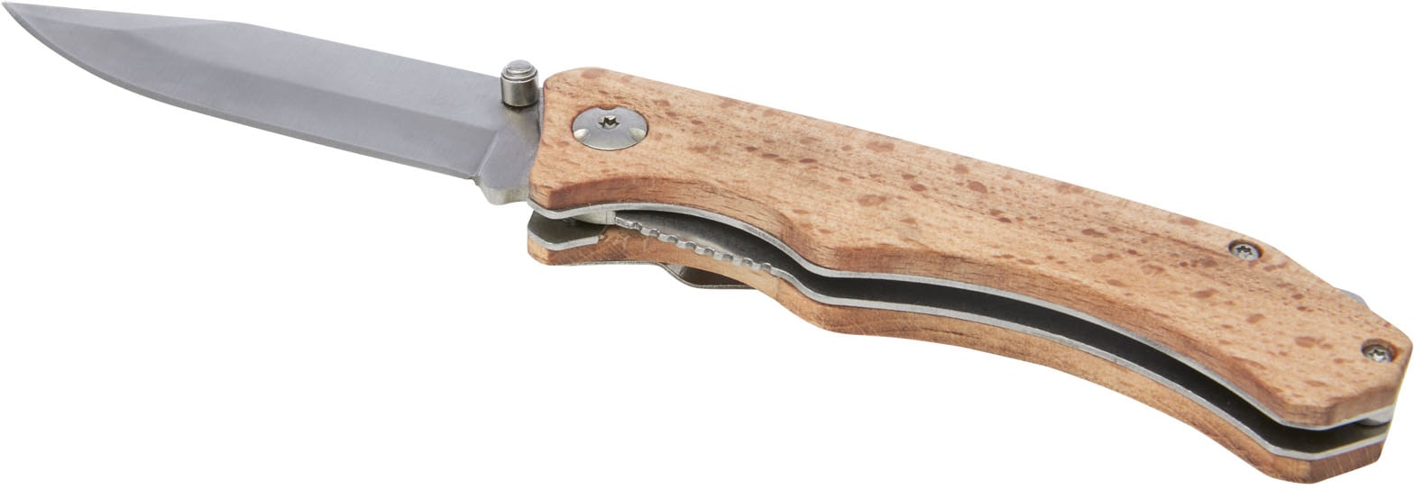 Hovedproduktbilde for Tre Dave Lommekniv i Te og Stål med Belteklips