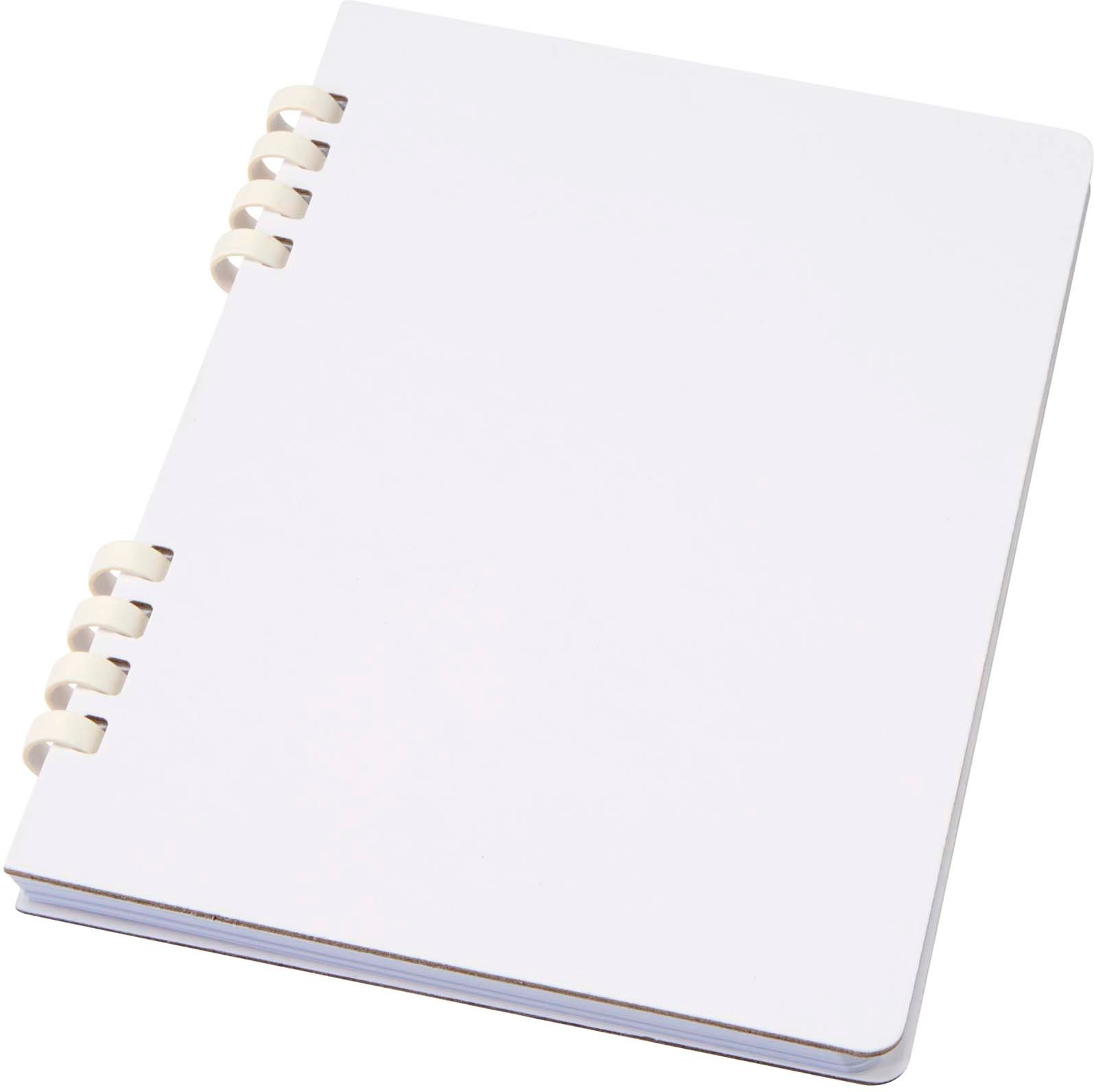 Hovedproduktbilde for Hvit Fil A5 spiralhefte med hardt omslag av resirkulert RCS