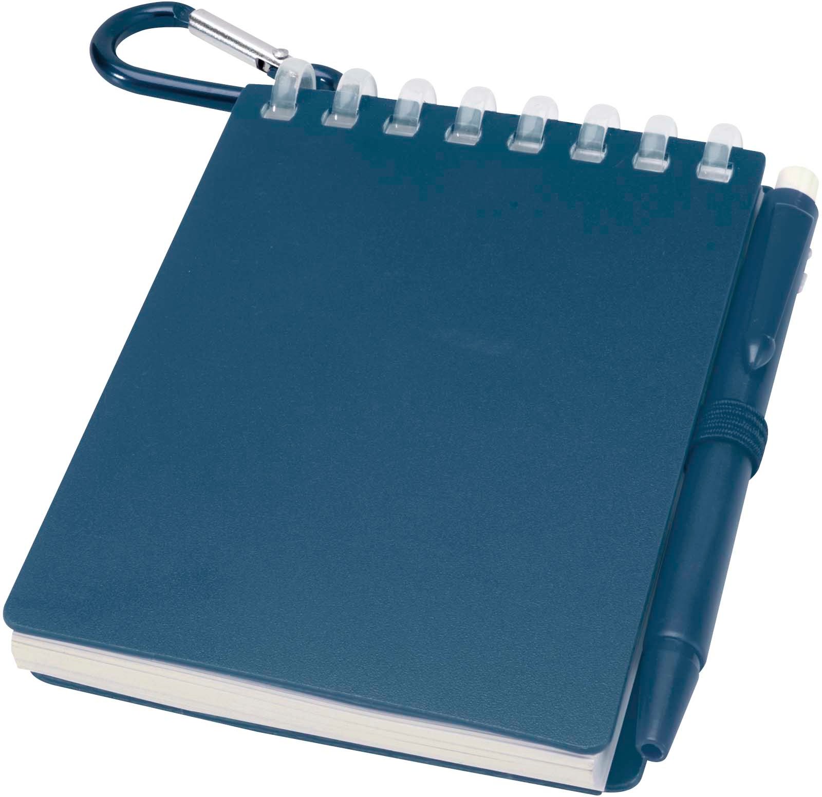 Hovedproduktbilde for Havblå Lig Mini resirkulert sett med utendørs notatblokk med mykt omslag og kulepenn (svart blekk)