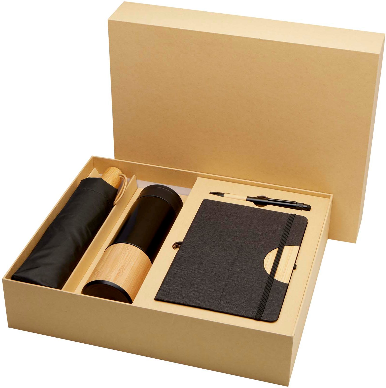 Hovedproduktbilde for Solid svart Carmen A5 Gavesett med Notatbok og Kulepenn