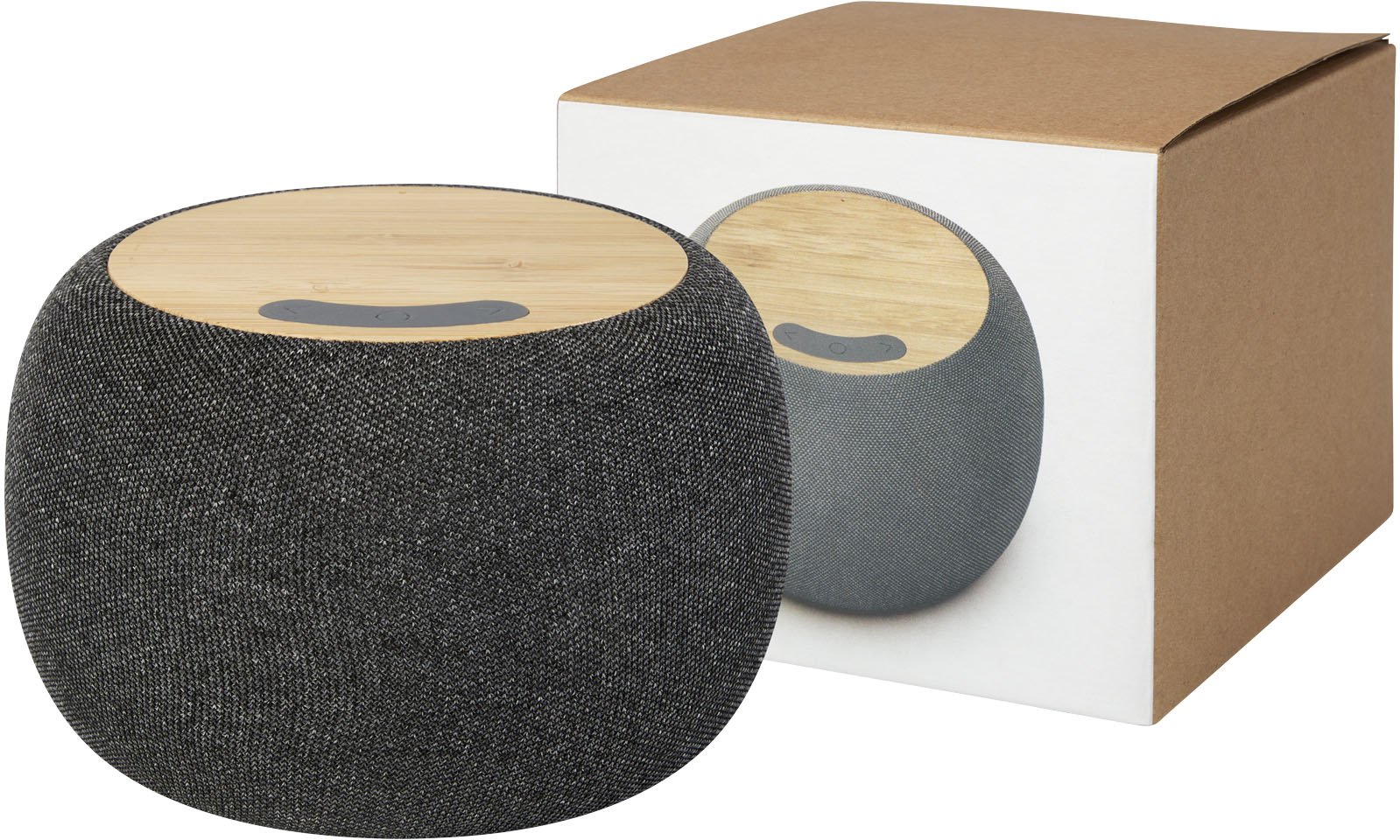 Hovedproduktbilde for Naturhvit/Grå Ecofiber 3W Bambus/RPET Bluetooth® Høyttaler og 10W Trådløs Ladematte