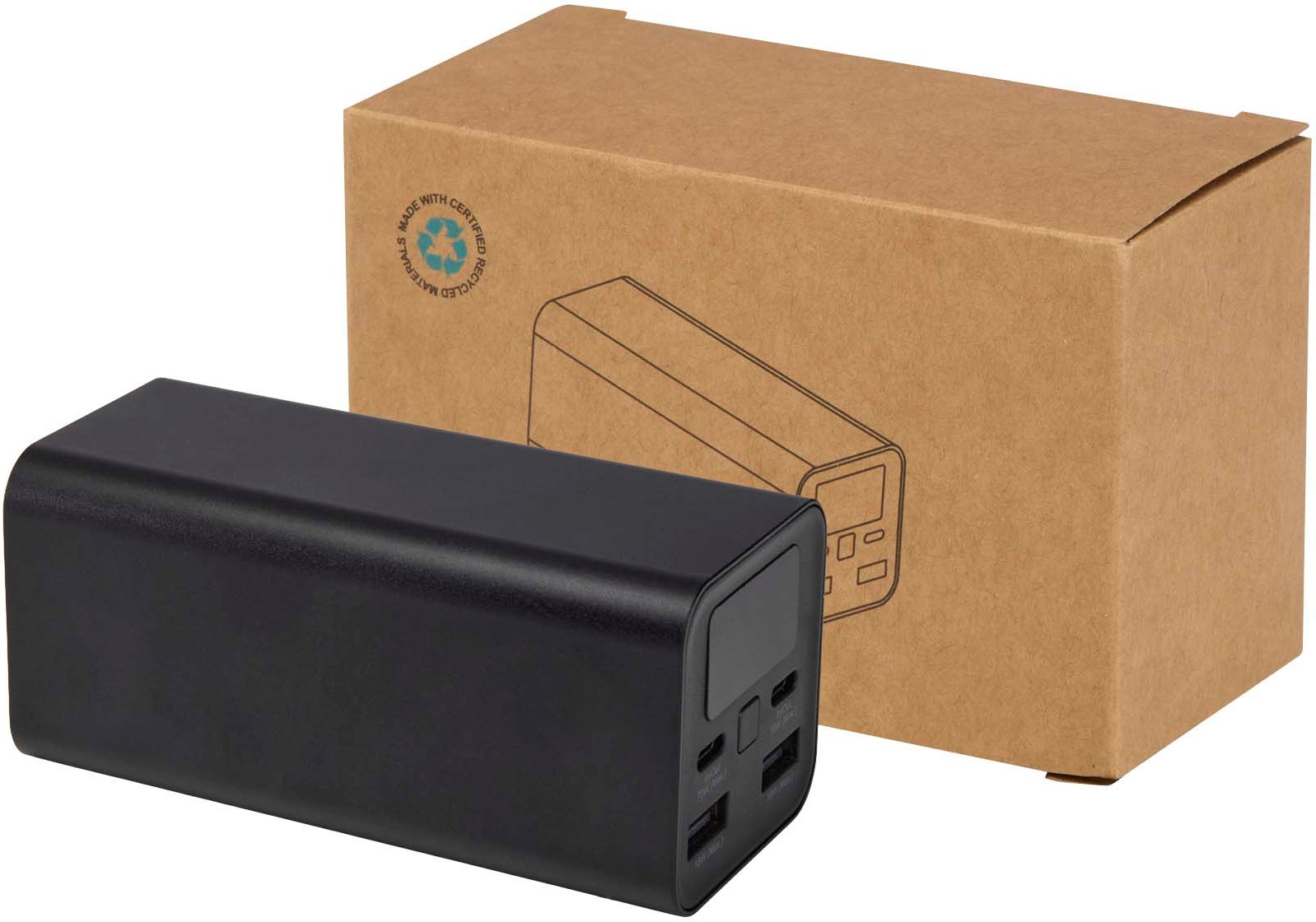 Hovedproduktbilde for Solid svart Acamar 20.000 mAh Resirkulert RCS Aluminium Powerbank