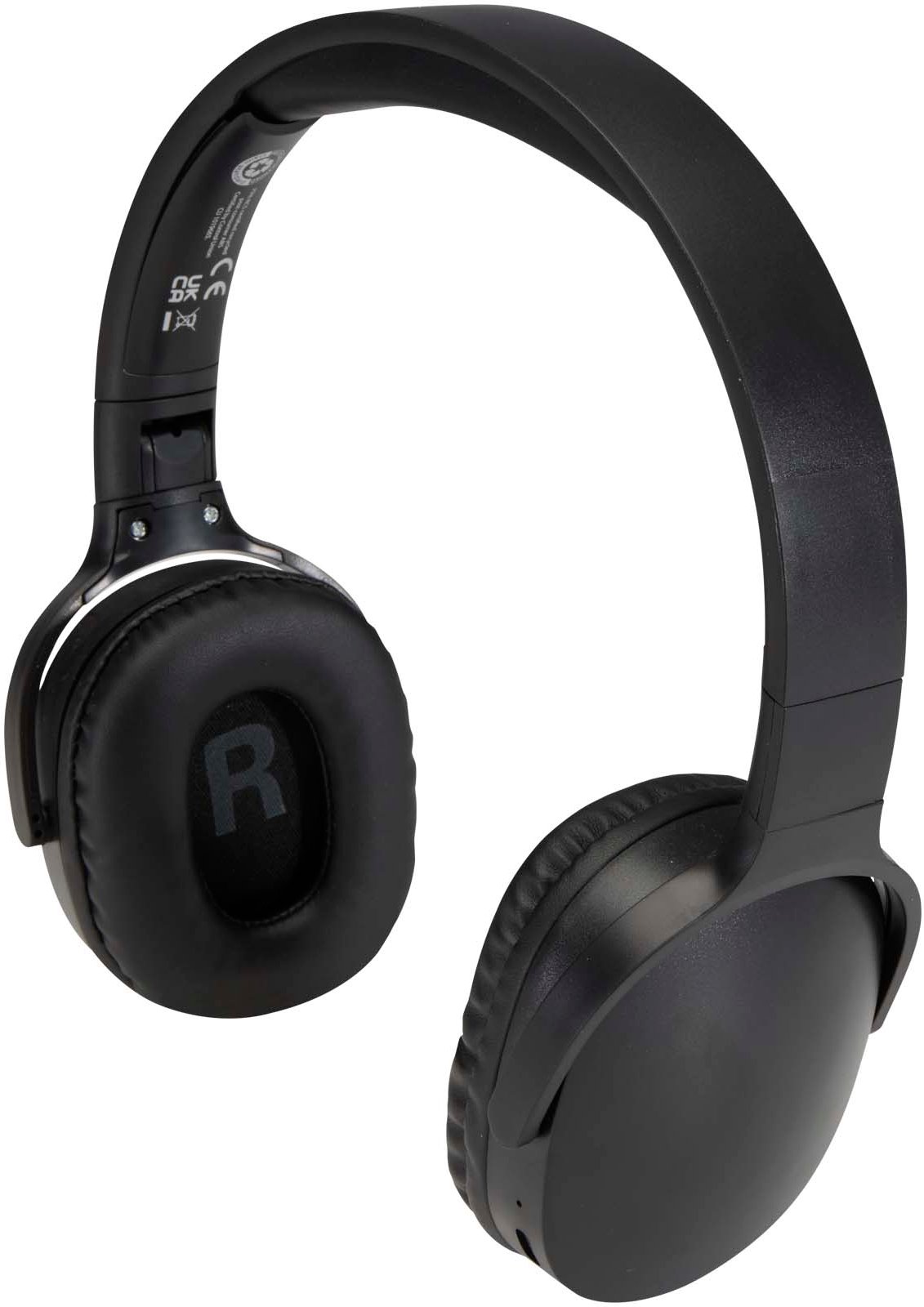 Hovedproduktbilde for Solid svart Ancha trådløst Bluetooth® hodetelefoner av resirkulert plast